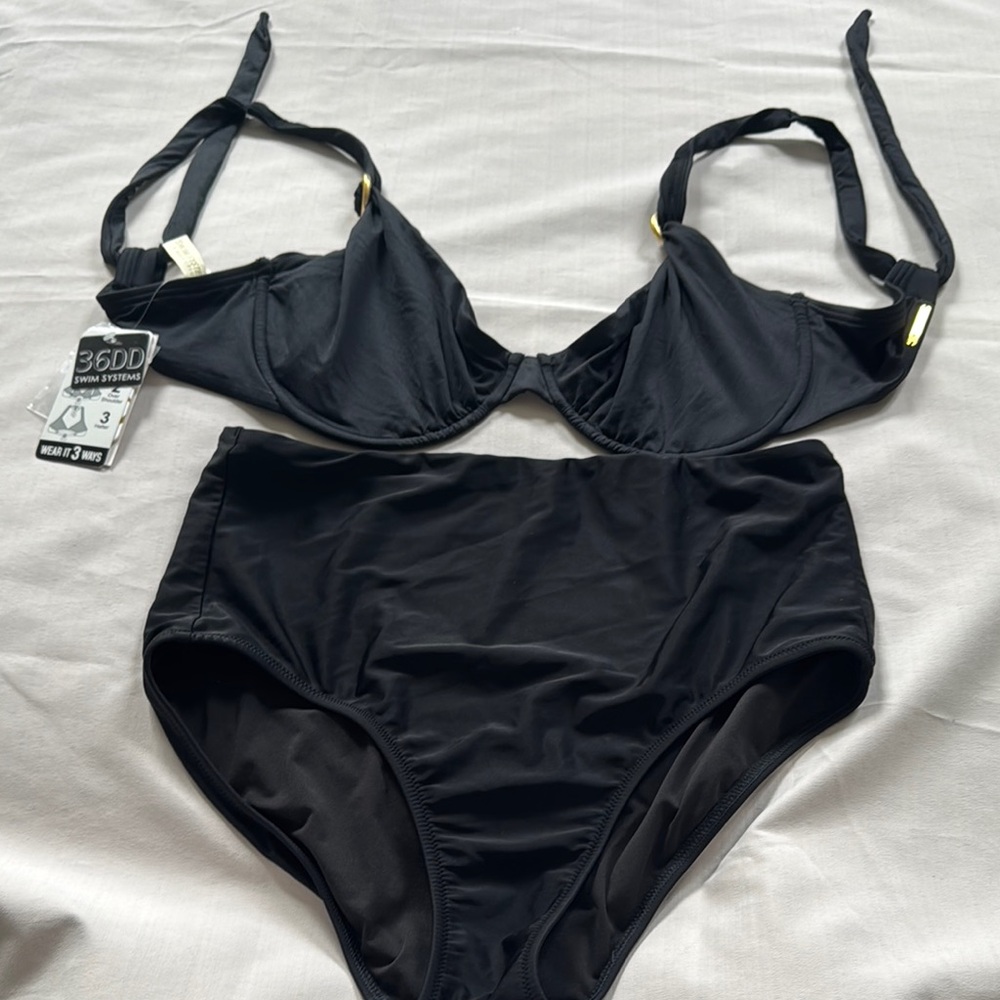 Swim‎ System Collection Black Bikini Set 36DD/Large new